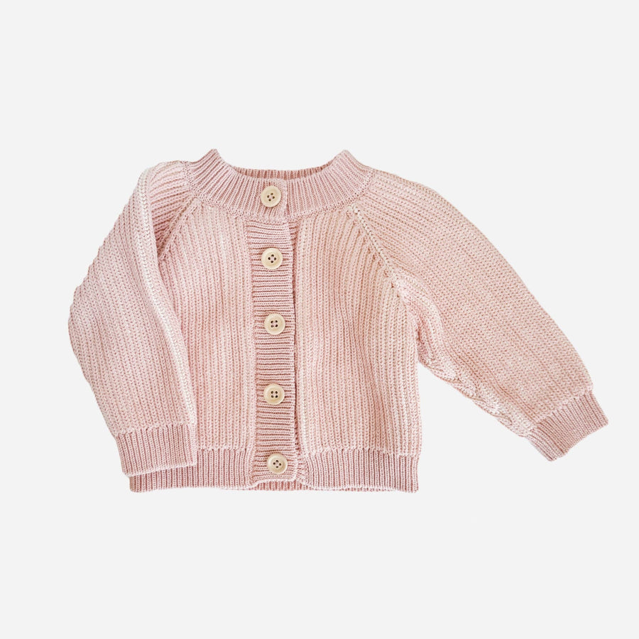 Cotton Brioche Cardigan Pink Baby Kids Girls Clothing : Blush