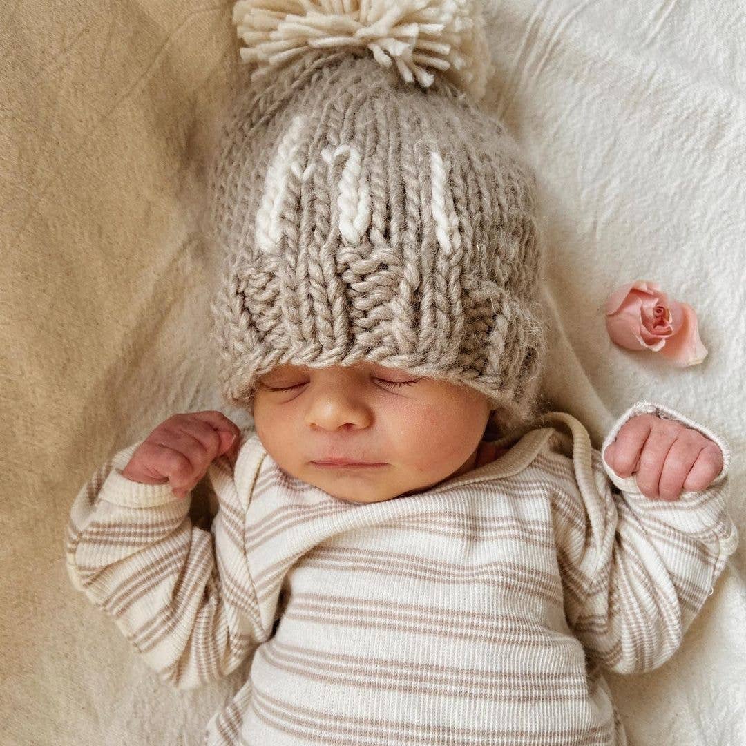 Hi. Pebble Brown Hand Knit Beanie Hat Baby &amp; Kids