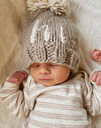 Hi. Pebble Brown Hand Knit Beanie Hat Baby & Kids