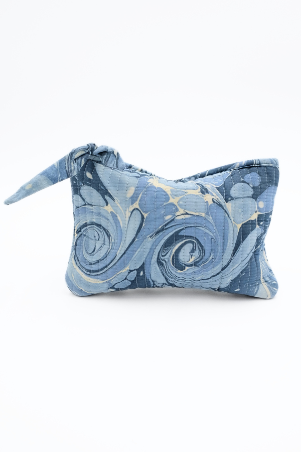 Hand-Marbled Pouches in Ocean Wave, Set of 2