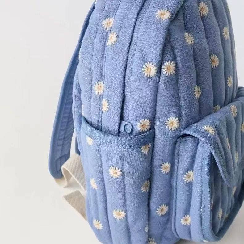 Kids Floral Daisy Backpack Lightweight School Bag: Blue