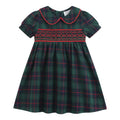 Blue, Green Red Plaid Smocked Collared Dress