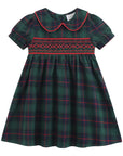 Blue, Green Red Plaid Smocked Collared Dress