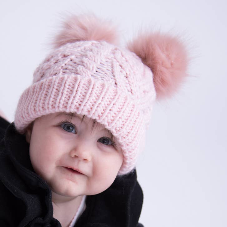 Blush Pink Fluffer Beanie Winter Hat