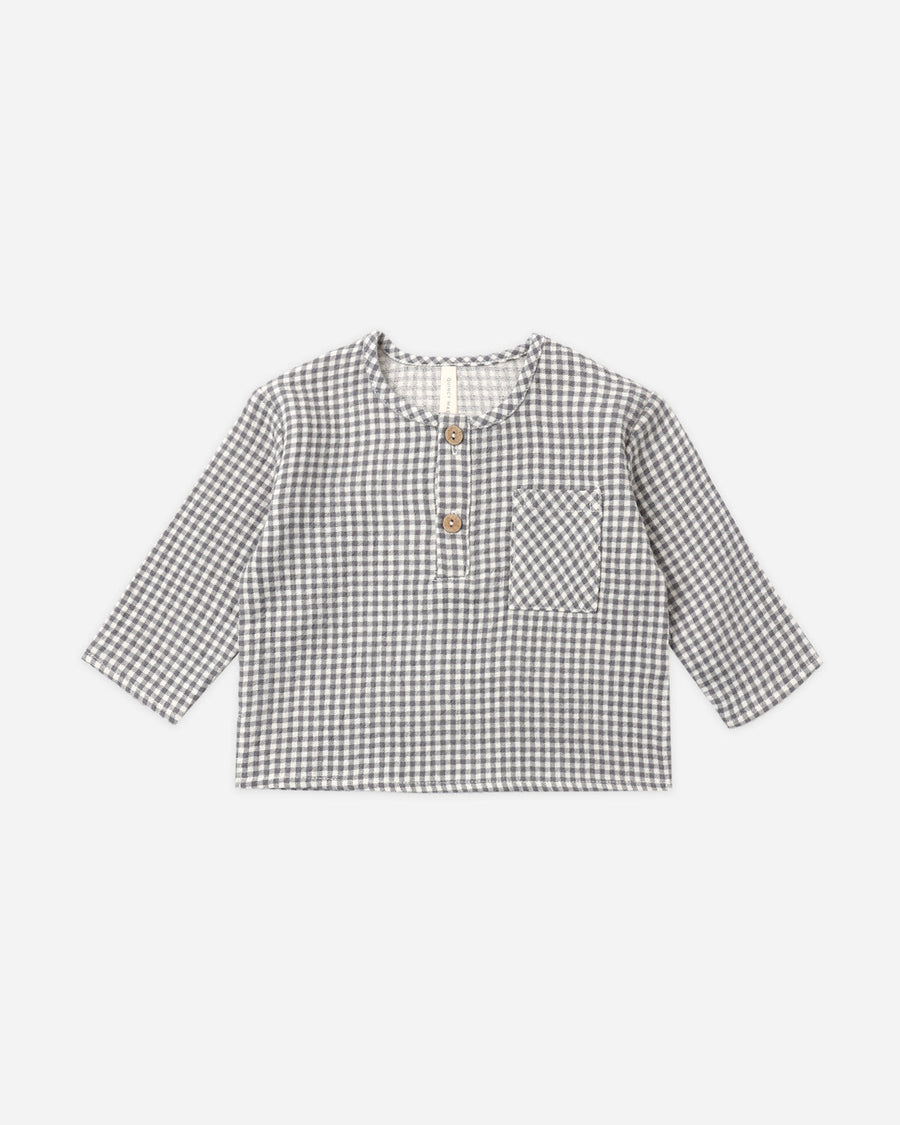 Quincy Mae Rory Shirt in Midnight Gingham