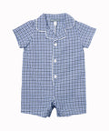 Blue Plaid Romper: 9m