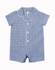Blue Plaid Romper: 9m
