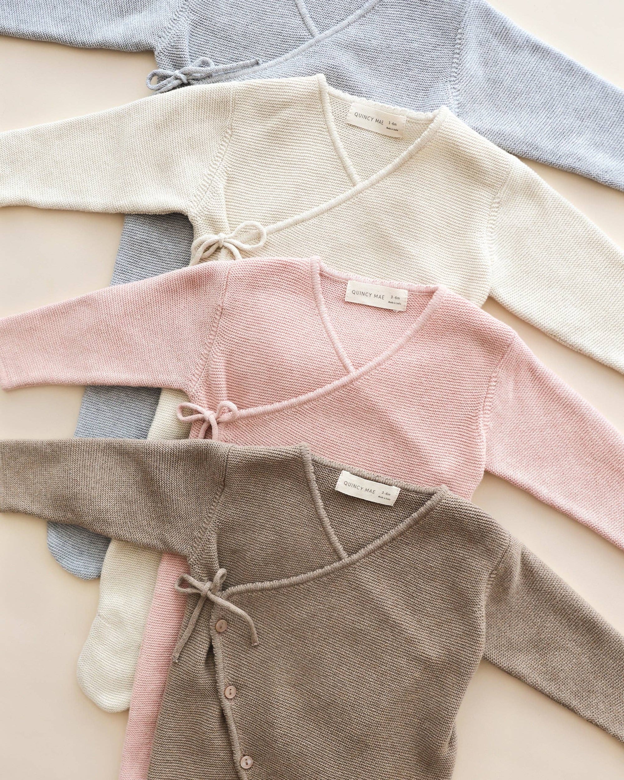 Wrap Knit Footie Heathered Natural