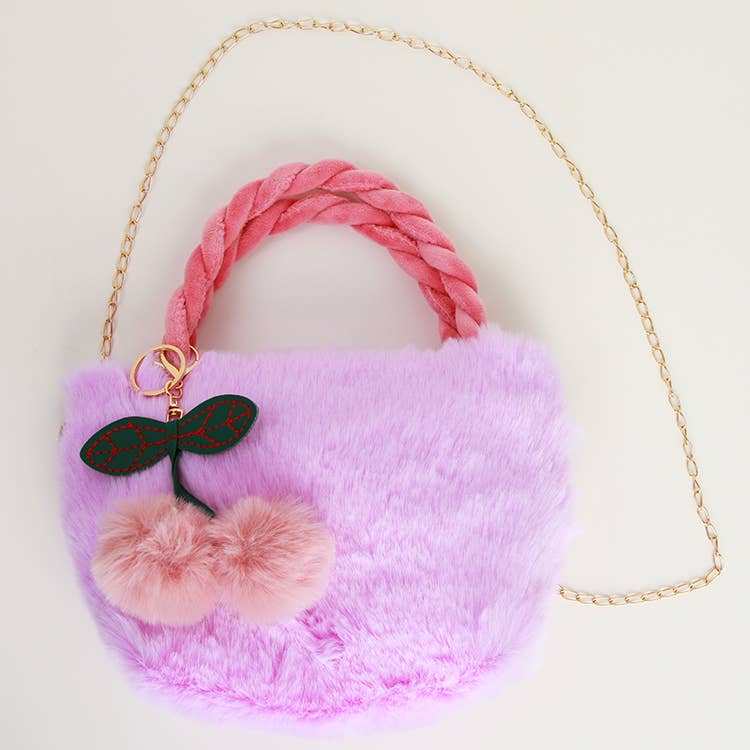 Furry Cherry Purse: Lavender