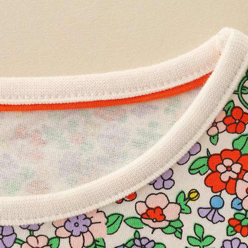 Girls' Floral Princess Dress with Pumpkin Embroidery