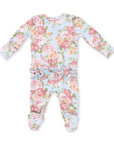 Angeline Floral - 2 Way Ruffle Back Zipper Footie