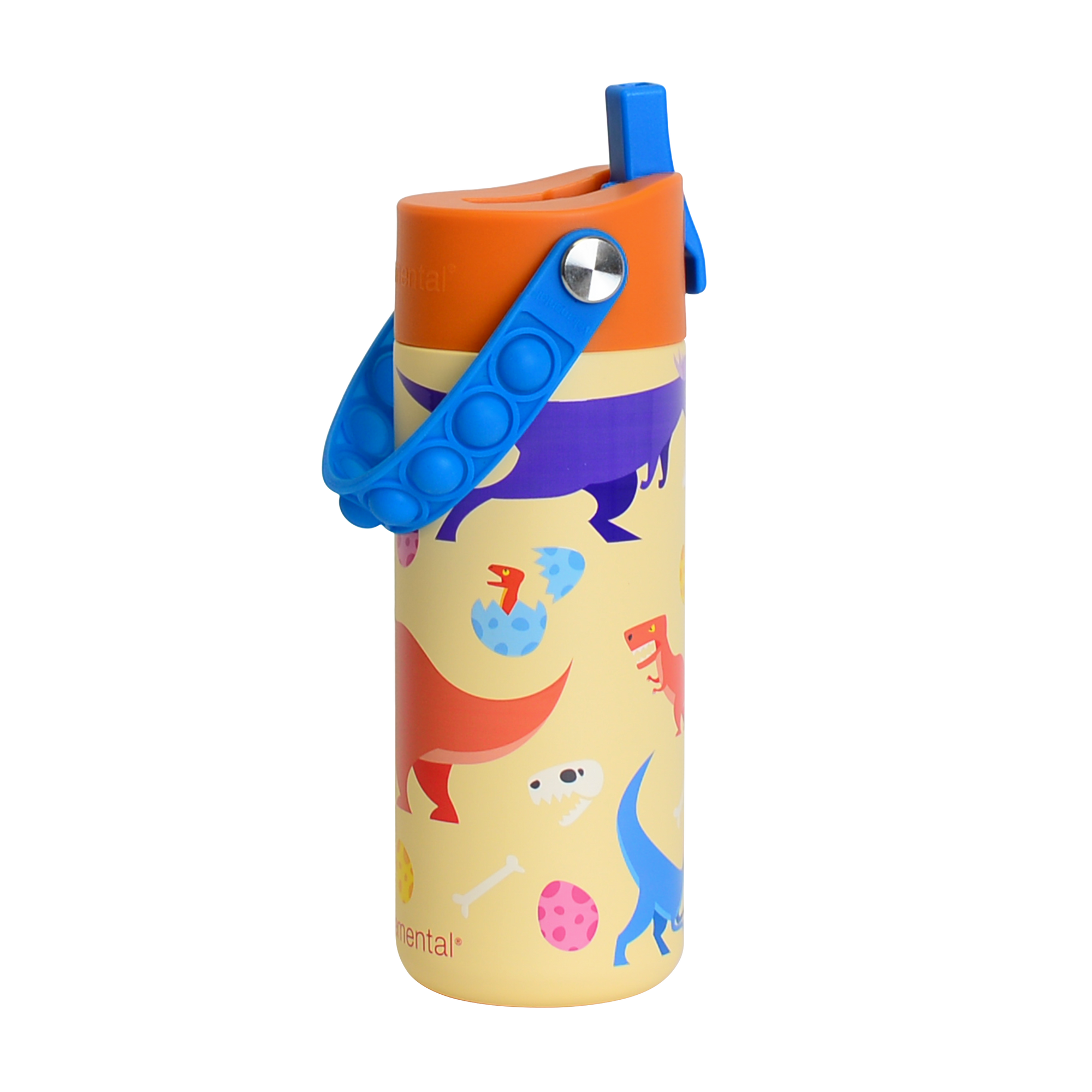 Fidget Handle Kids Stainless Bottle 18oz Dino Rage
