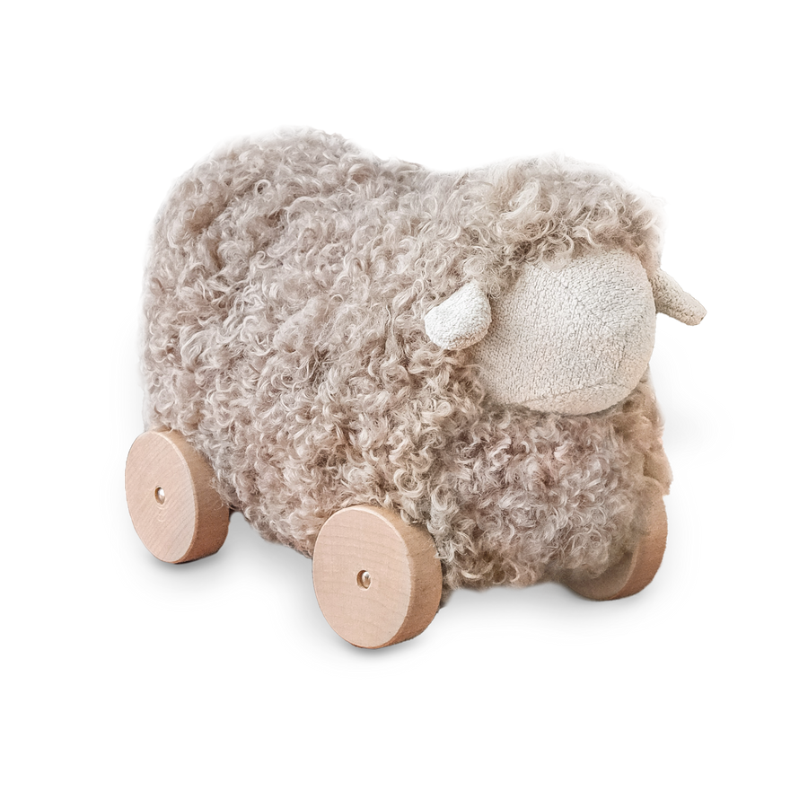 Button Pull-along sheep taupe