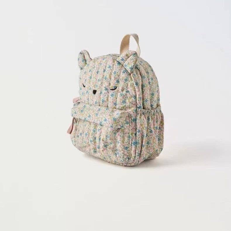 Floral Print Mini Backpack Cute Animal Design for Kids: Pink