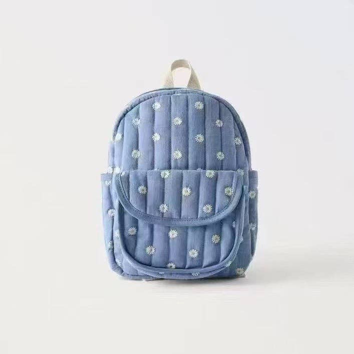 Kids Floral Daisy Backpack Lightweight School Bag: Blue