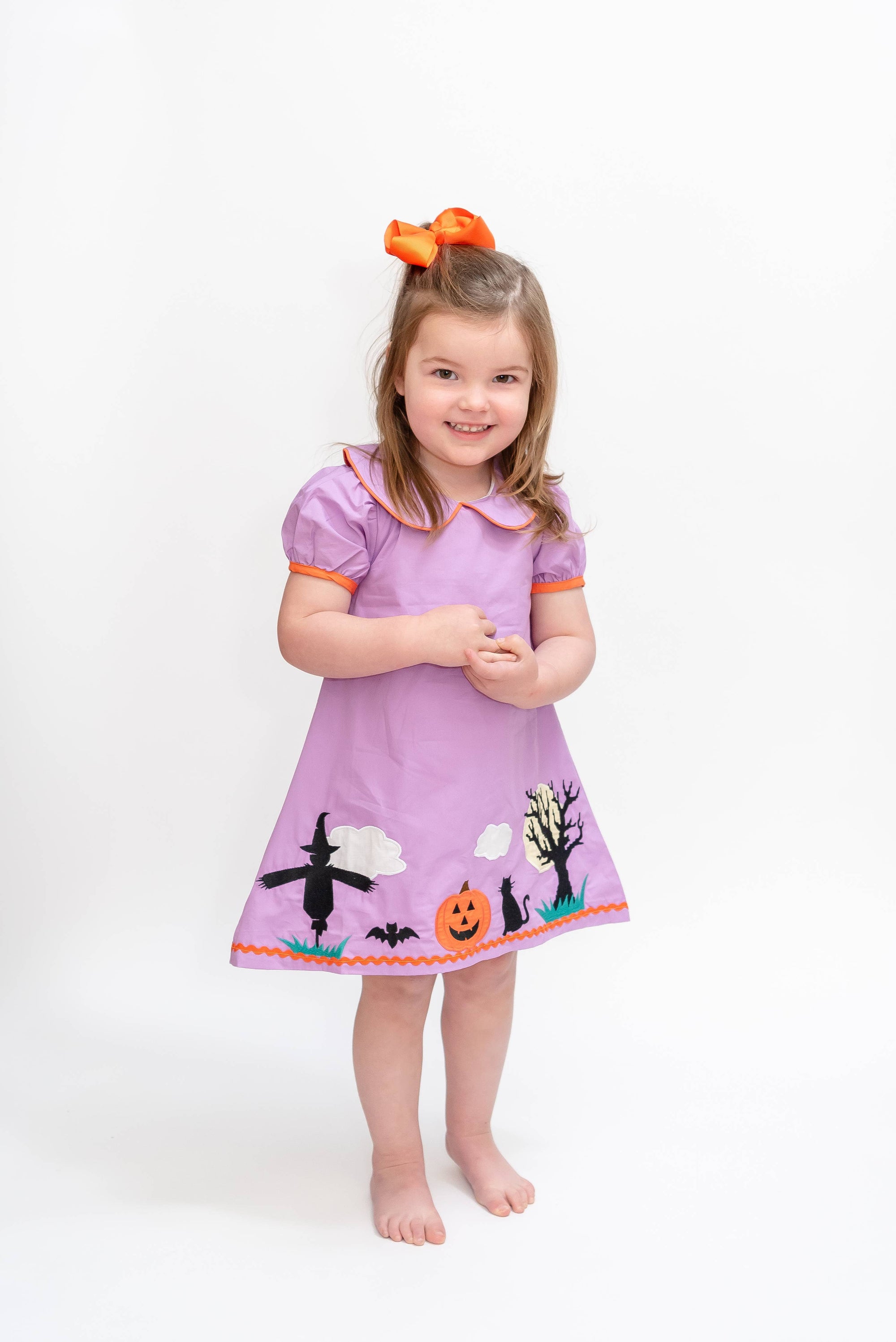Purple Halloween Scene Girls Dress