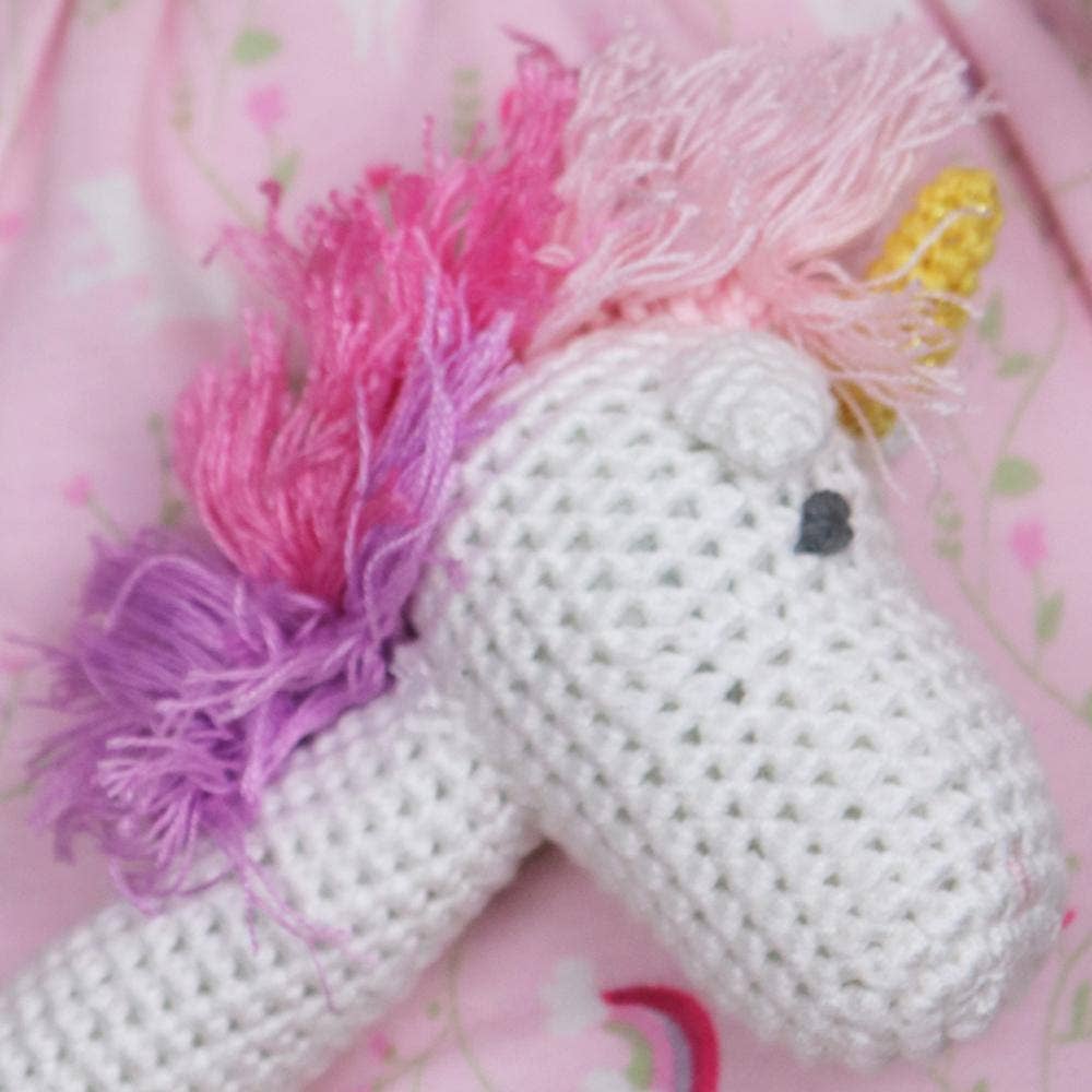 Unicorn Hand-Crochet Stick Rattle: 6" Rattle