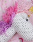 Unicorn Hand-Crochet Stick Rattle: 6" Rattle
