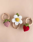 Teether Flower White Cotton Crochet Rattle Baby Toy Summer: In Stock