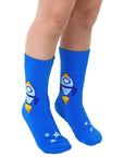 3D Packaged Crew Socks - Kids - Rocket Ship in Space - Blue