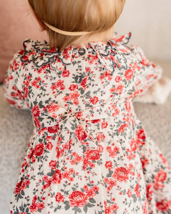 Amour Rose Floral Ruffle Baby Dress &amp; Bloomer