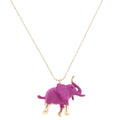 14" Kids Gold Necklace with Hot Pink/Gold Elephant, 3 " Ext.