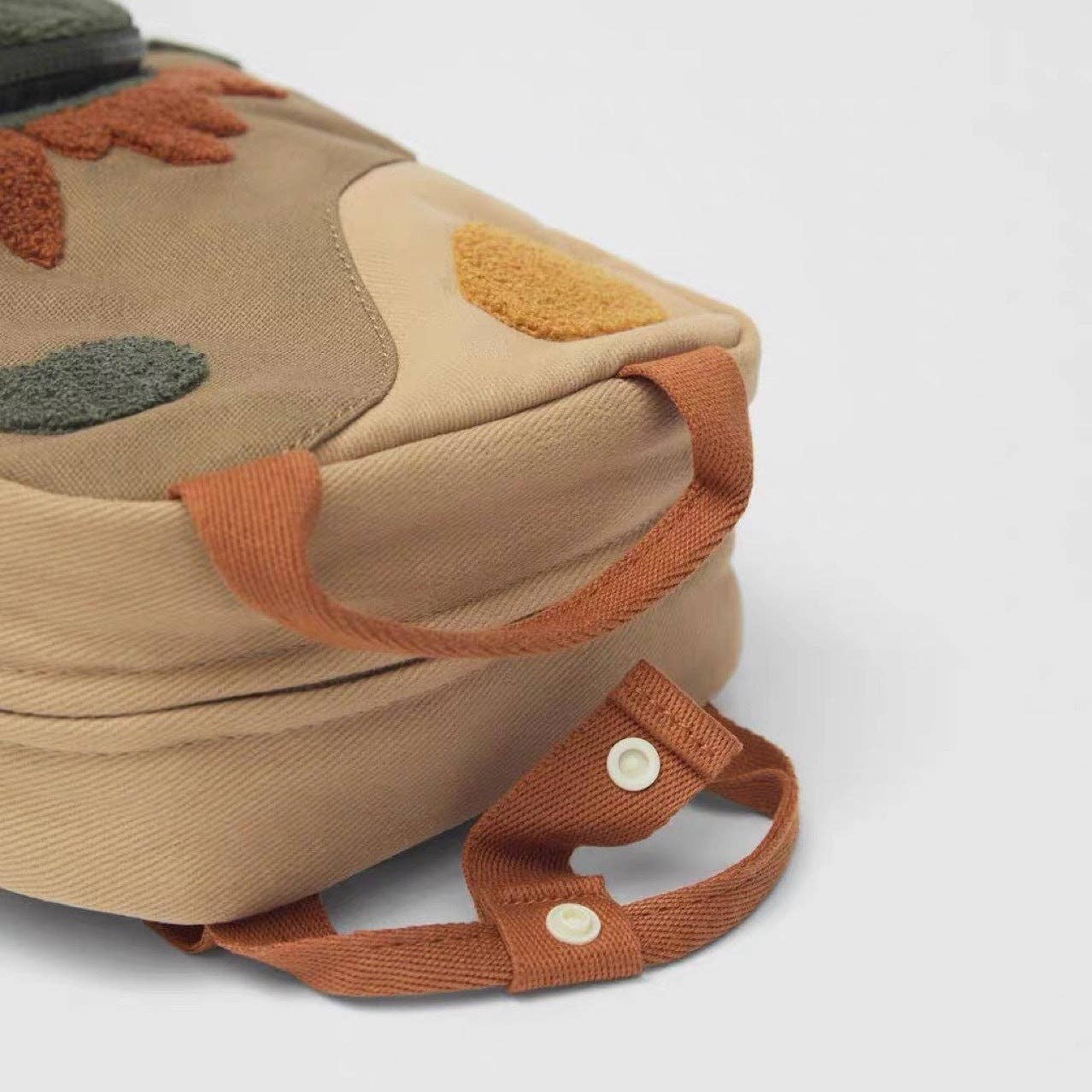 Children's Dinosaur Backpack Cute Canvas Lightweight School Bag: Light Brown