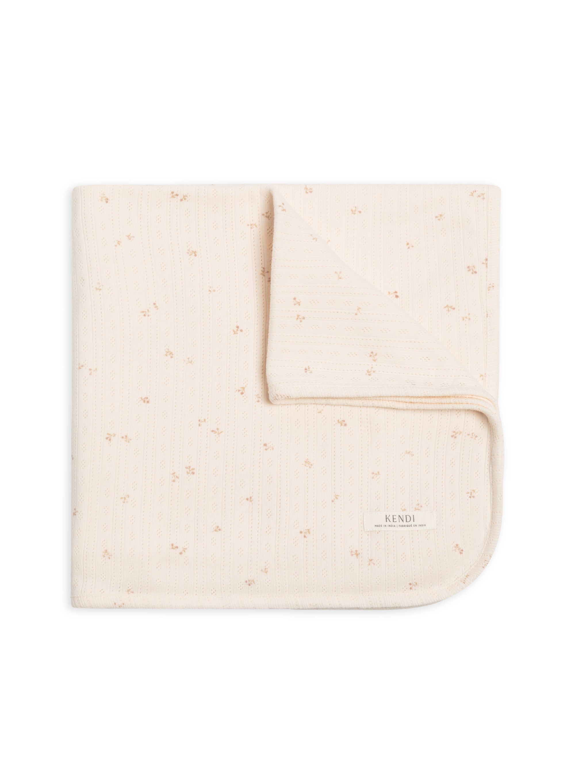 Brushed Back Pointelle Swaddle Blanket: Haran Floral