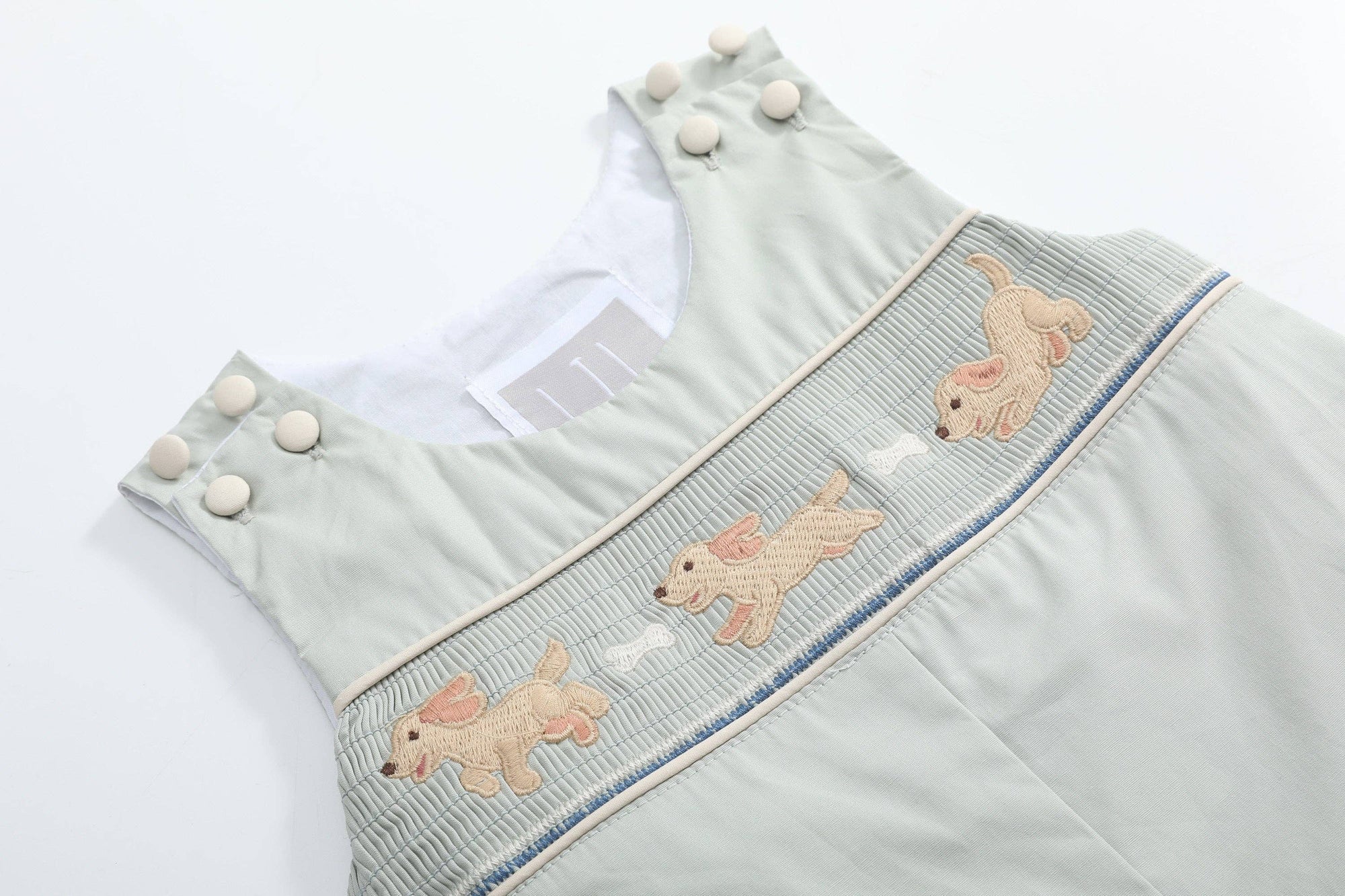Sage Green Puppy Dog Smocked Longall