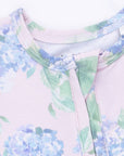Hydrangeas - 2 Way Ruffle Back Zipper Footie