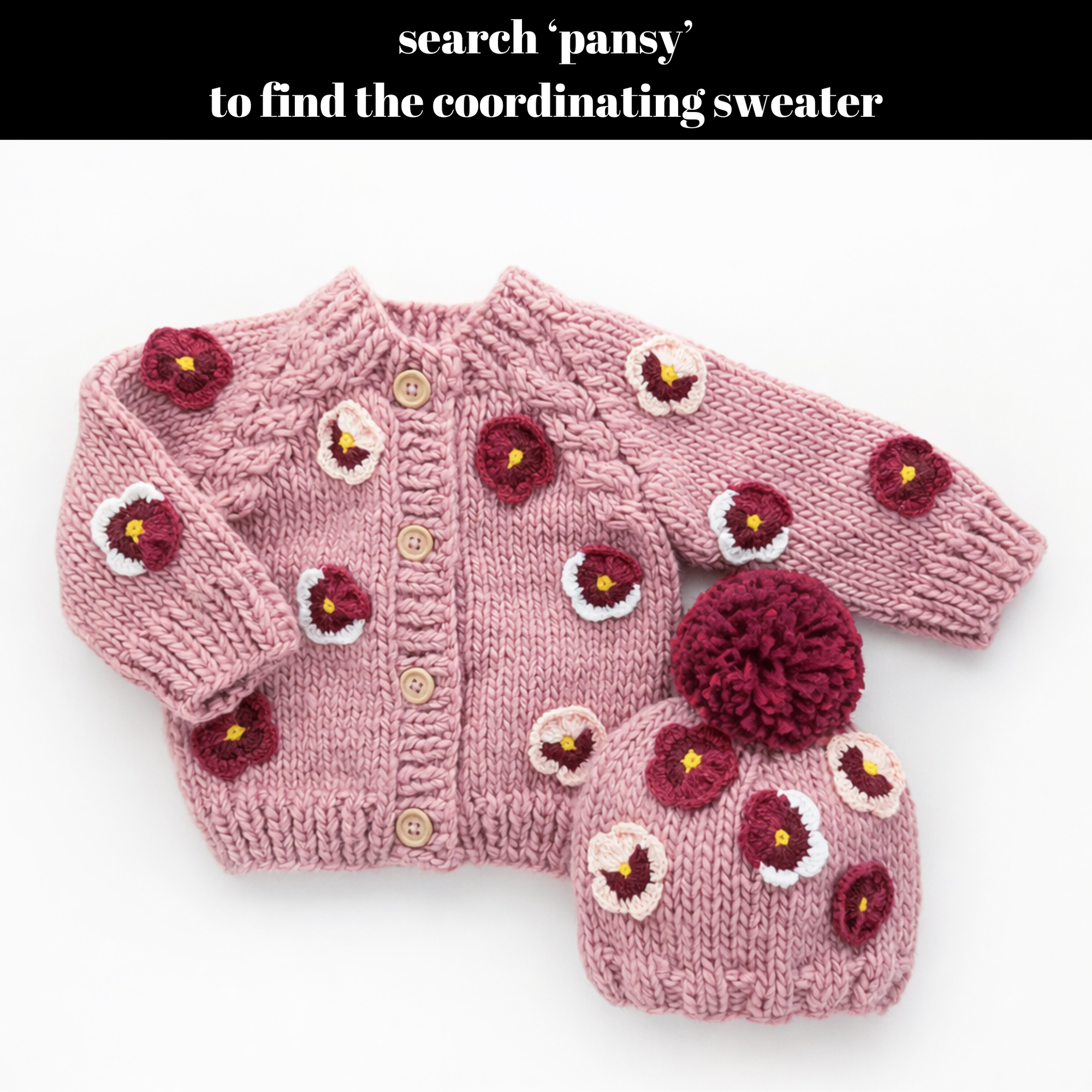 Pansy Rosy Beanie Hat for Baby &amp; Kids