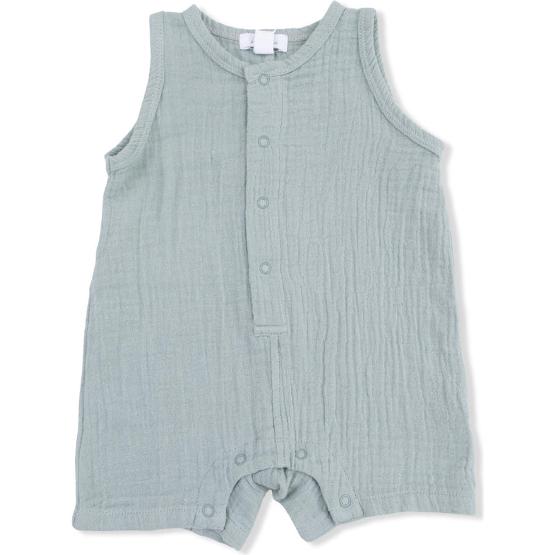 Solid Muslin Jadeite - Sleeveless Shortie Romper