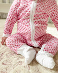 Joy Street Pink Heart Stripe Zip Baby Onesie