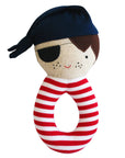 alimrose pirate rattle teether navy hat red and white stripe