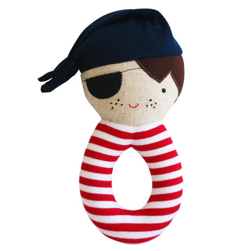 alimrose pirate rattle teether navy hat red and white stripe