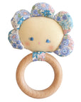 alimrose flower baby teether rattle with beachwood  