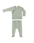 Quincy Mae Wrap Top + Footed Pant Set Natural Fern