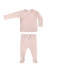 Quincy Mae Wrap Top + Footed Pant Set Natural Rose