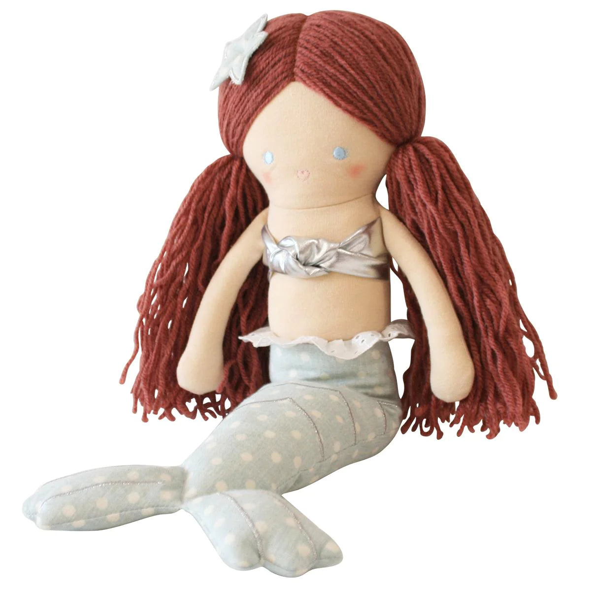 Alimrose Mila Mermaid Doll Red Hair with Aqua tail sitting down