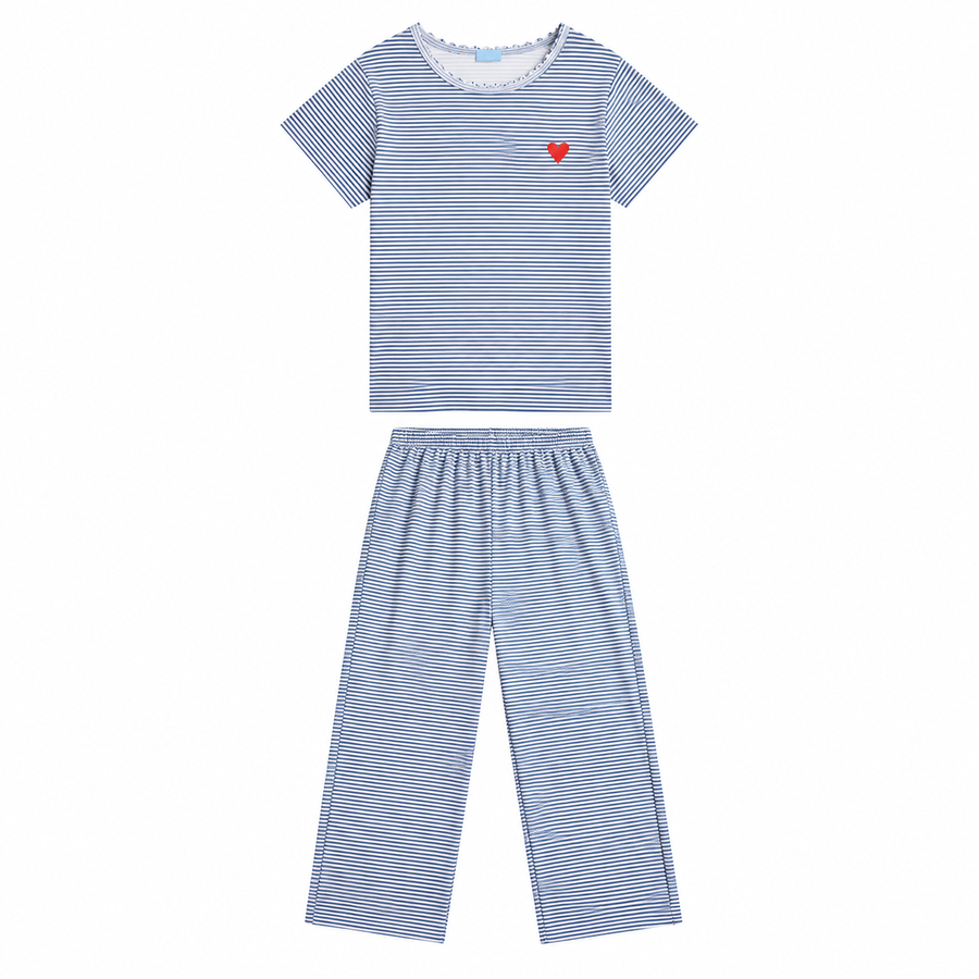 Harbor Stripe Women’s Tee Shirt Cropped Pajama Set