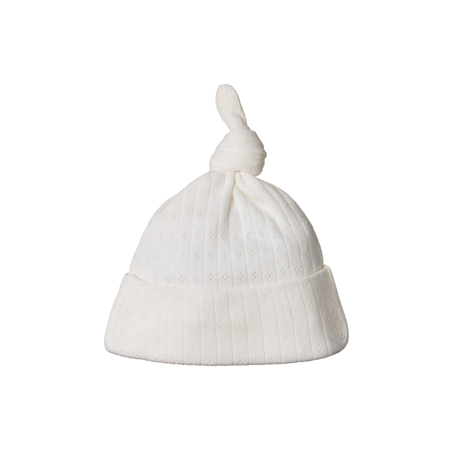 Nature Baby Knotted Beanie Pointelle Natural