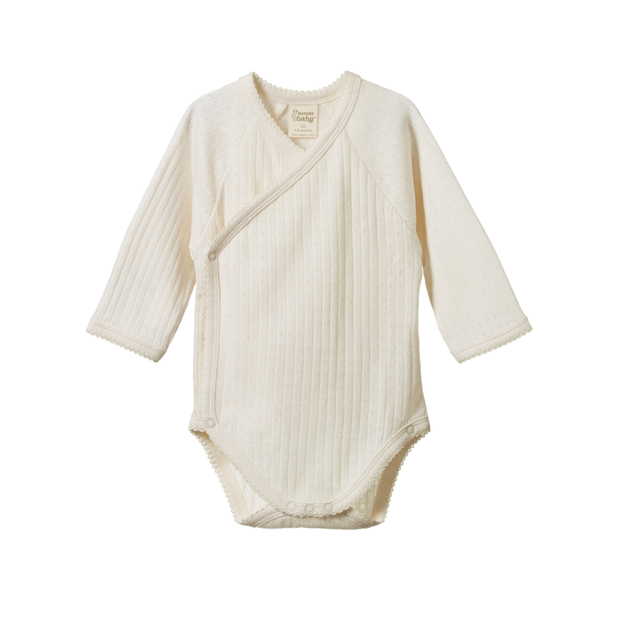 Nature Baby Long Sleeve Kimono Bodysuit Pointelle Natural