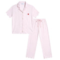 Harbor Stripe Women's Short Sleeve Crop Pant Set in Pink Stripe