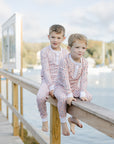 Pumpkin Stripe Halloween Two Piece Kids Henley Pajamas