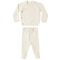 Quincy Mae Knit Wrap Top + Pant Set in Natural