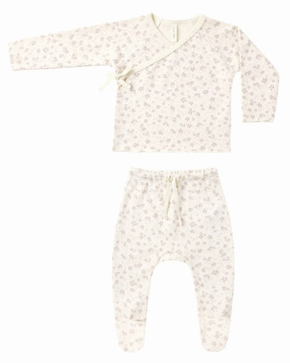 Quincy Mae Wrap Top + Footed Pant Set in Petite Fleur