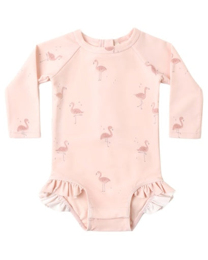 Quincy Mae Olivia Rashguard One-Piece in Flamingo