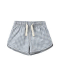 Quincy Mae Boys Swim Short in Slate Gingham