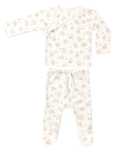 Wrap Top + Footed Pant Set Garden Floral
