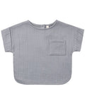 Quincy Mae Woven Boxy Top in Slate